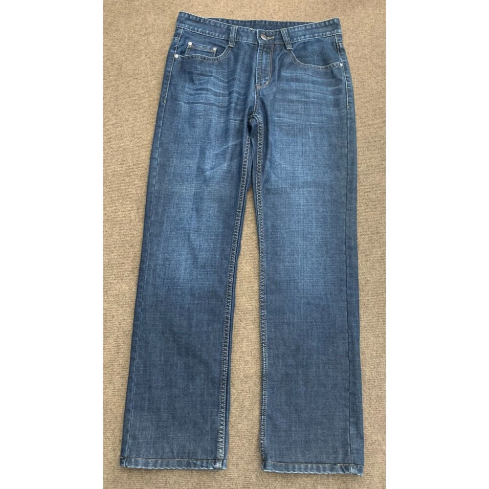 Vintage Armani Exchange Jeans Mens 33x30 Straight Leg Whiskered Dark Wash Denim